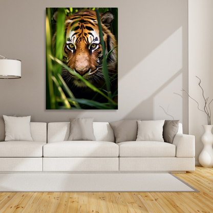Tiger In The Jungle Wall Art Canvas Print