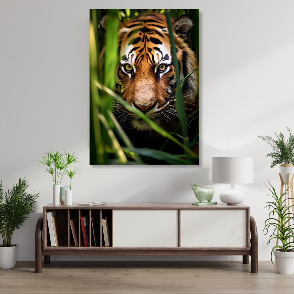 Tiger In The Jungle Wall Art Canvas Print