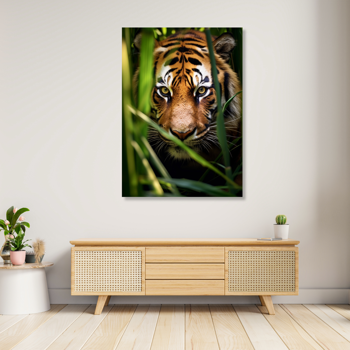 Tiger In The Jungle Wall Art Canvas Print