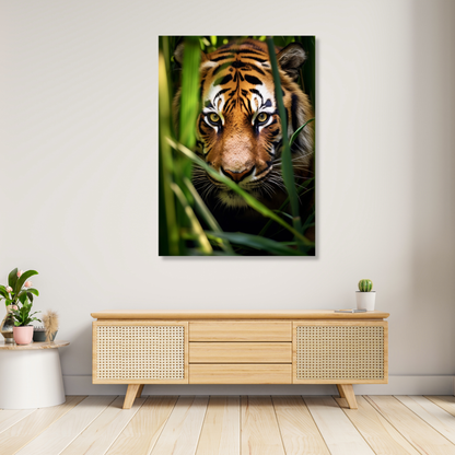 Tiger In The Jungle Wall Art Canvas Print