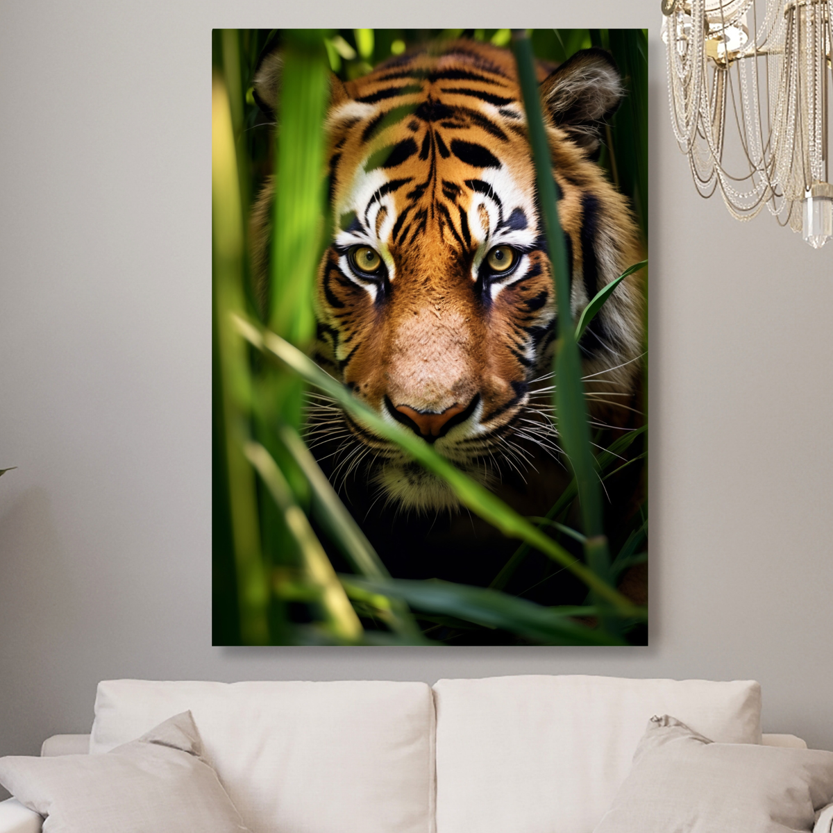 Tiger In The Jungle Wall Art Canvas Print