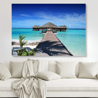 Maldives Bungalows Wall Art Canvas Print