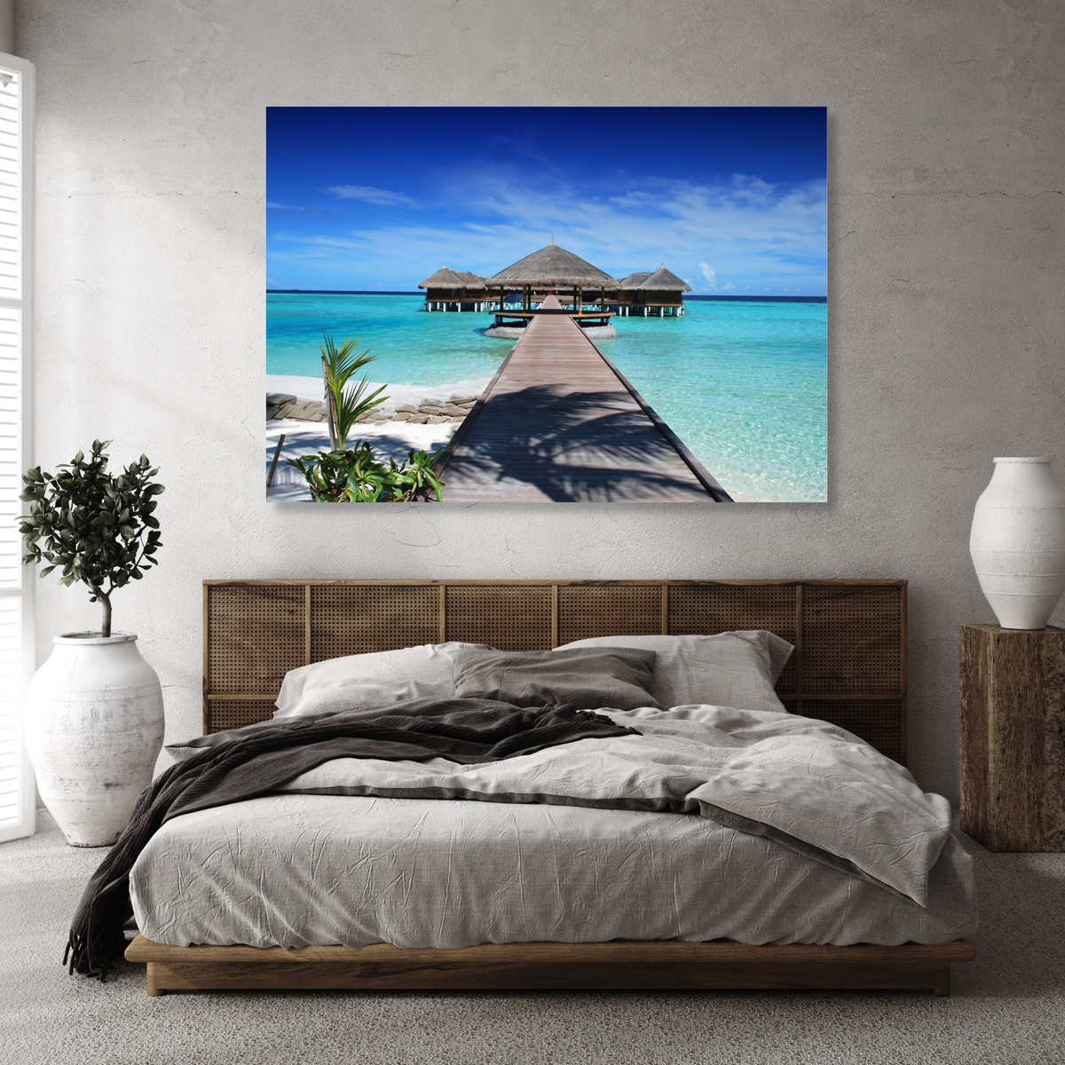 Maldives Bungalows Wall Art Canvas Print