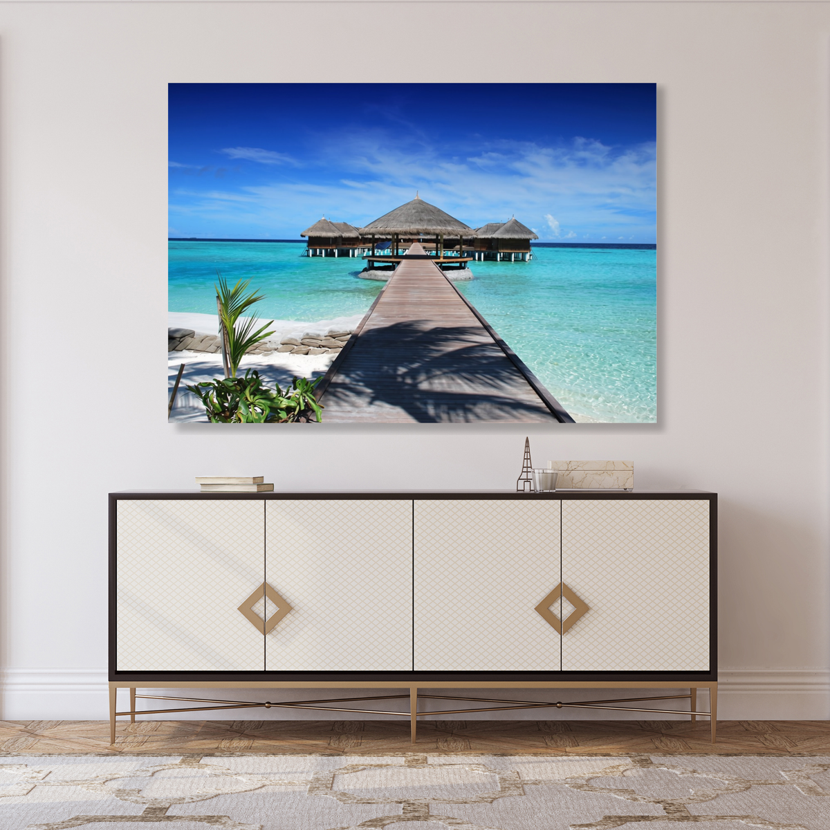Maldives Bungalows Wall Art Canvas Print