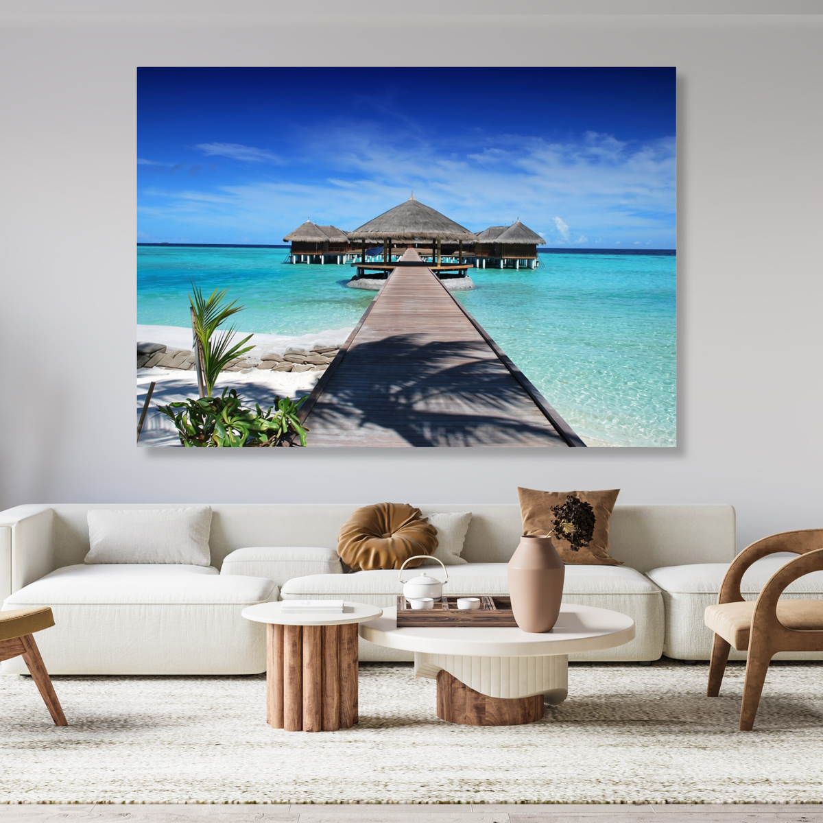 Maldives Bungalows Wall Art Canvas Print