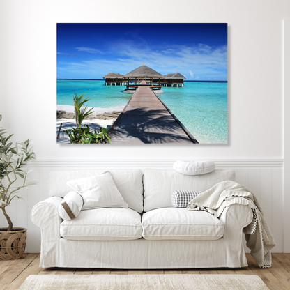Maldives Bungalows Wall Art Canvas Print