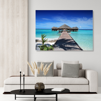 Maldives Bungalows Wall Art Canvas Print