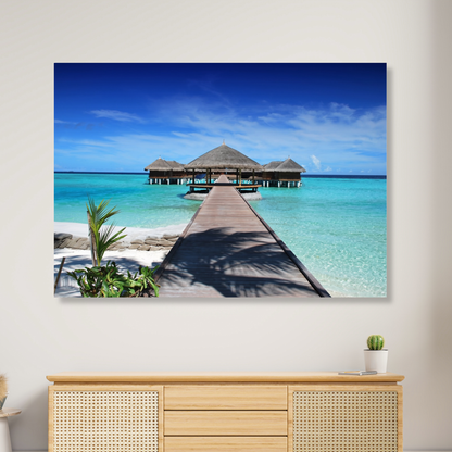 Maldives Bungalows Wall Art Canvas Print