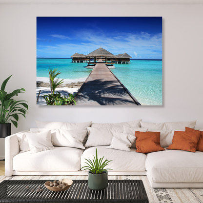 Maldives Bungalows Wall Art Canvas Print
