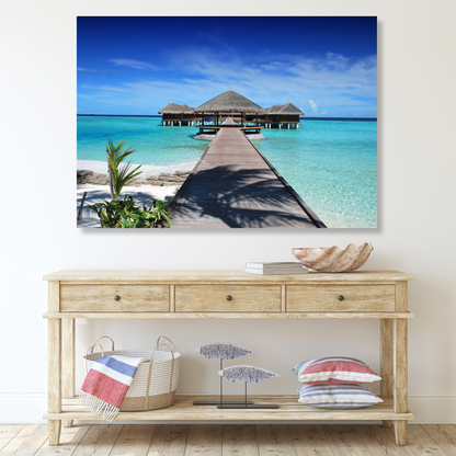 Maldives Bungalows Wall Art Canvas Print