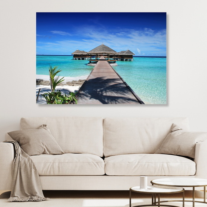 Maldives Bungalows Wall Art Canvas Print