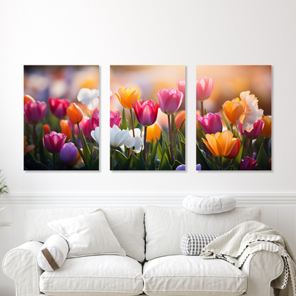 Tulips Set of 3 Wall Art Canvas Prints