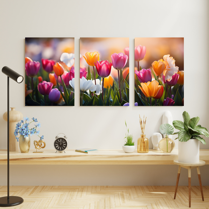 Tulips Set of 3 Wall Art Canvas Prints