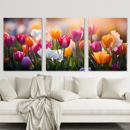 Tulips Set of 3 Wall Art Canvas Prints