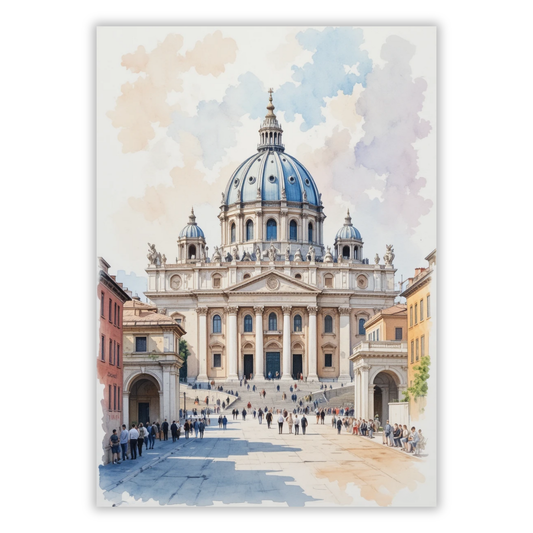 Vatican City Rome Italy Watercolour Wall Art Canvas Print
