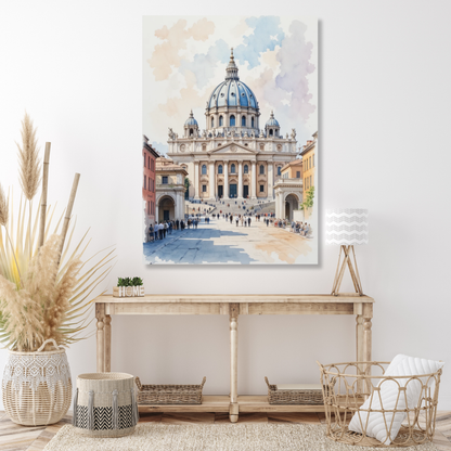 Vatican City Rome Italy Watercolour Wall Art Canvas Print