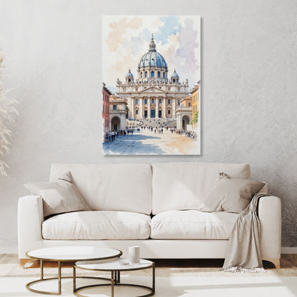 Vatican City Rome Italy Watercolour Wall Art Canvas Print