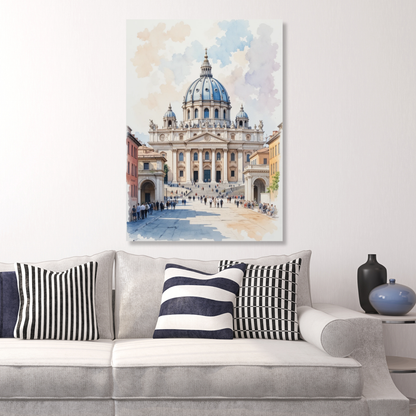 Vatican City Rome Italy Watercolour Wall Art Canvas Print