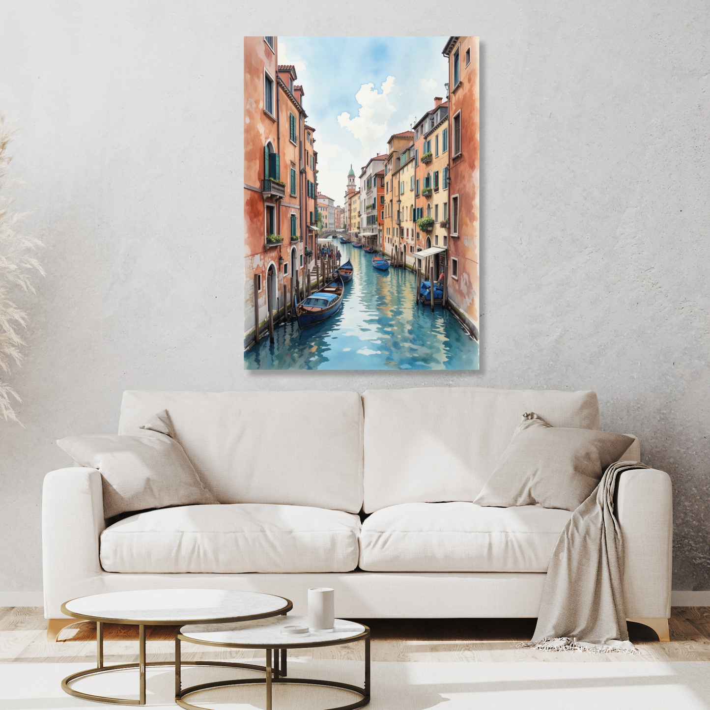 Venice Canals Italy Watercolour Wall Art Canvas Print