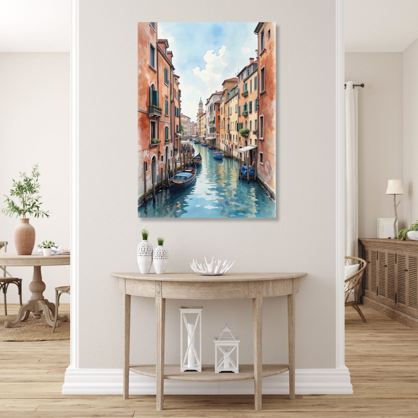 Venice Canals Italy Watercolour Wall Art Canvas Print
