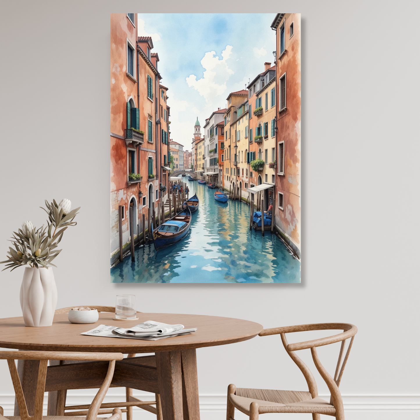 Venice Canals Italy Watercolour Wall Art Canvas Print