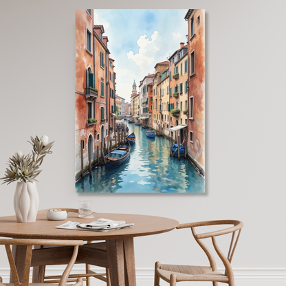 Venice Canals Italy Watercolour Wall Art Canvas Print