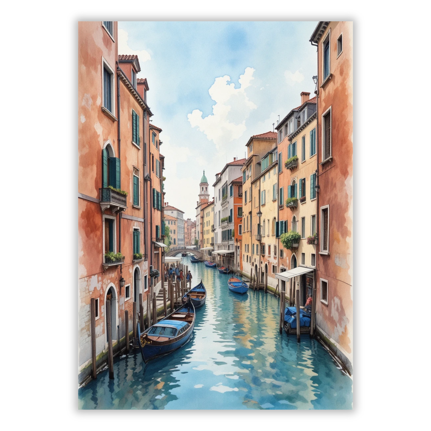 Venice Canals Italy Watercolour Wall Art Canvas Print