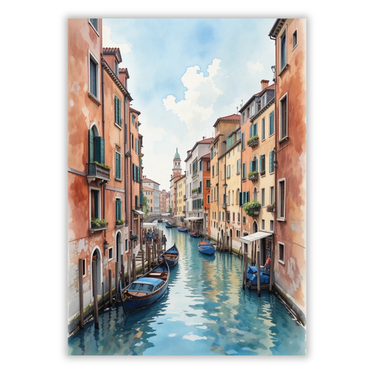 Venice Canals Italy Watercolour Wall Art Canvas Print