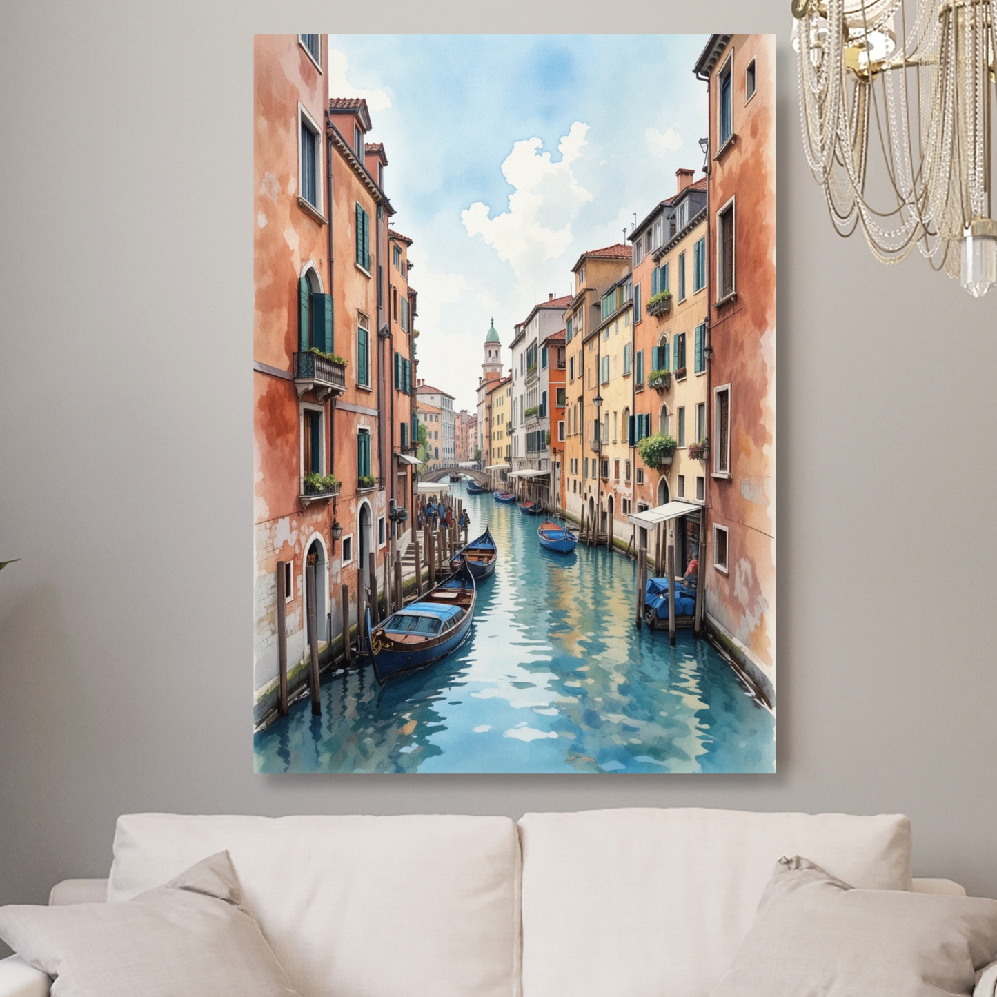 Venice Canals Italy Watercolour Wall Art Canvas Print