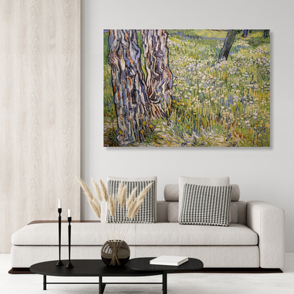Vincent Van Gogh - Flowering Meadow with Trees and Dandelions Wall Art Canvas Print