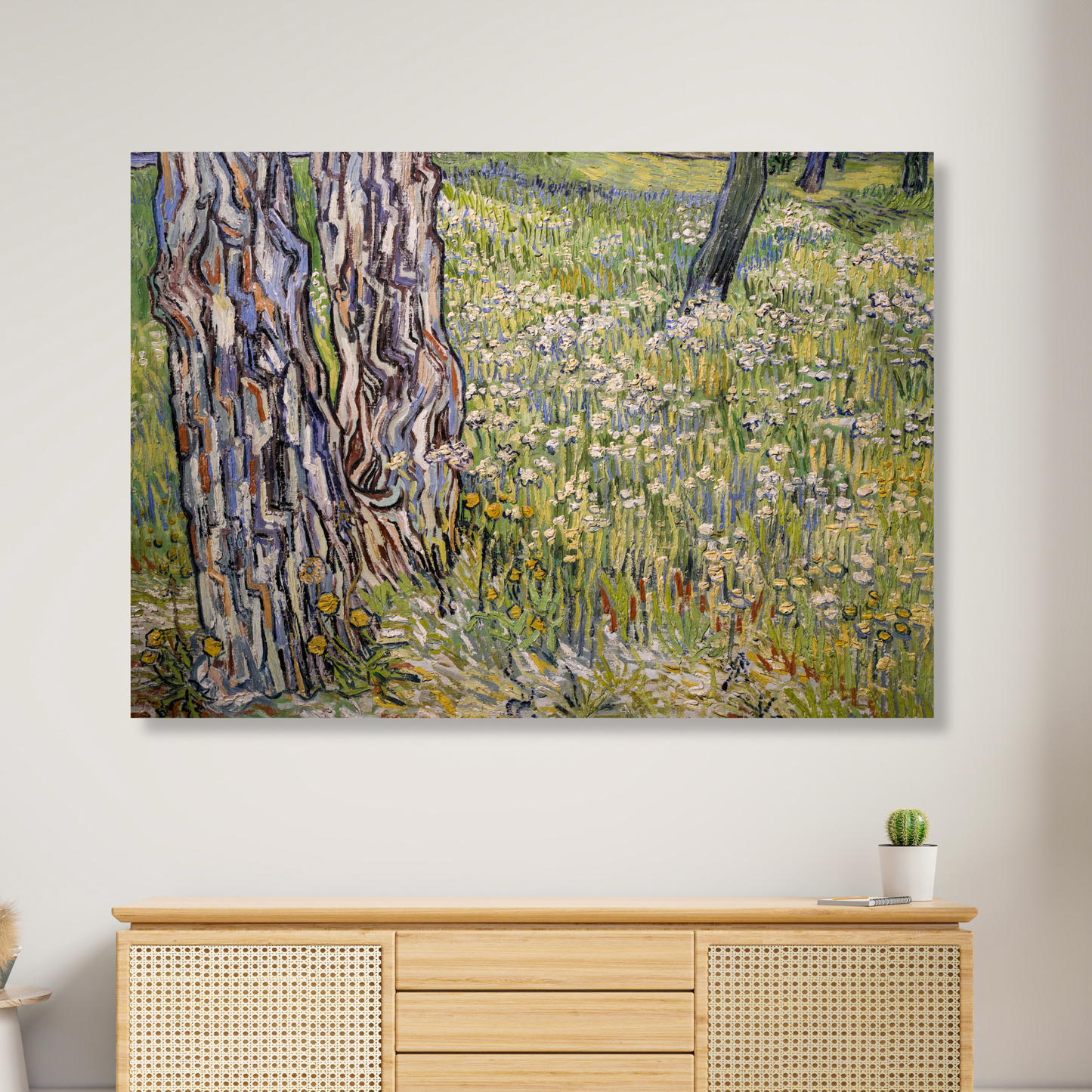 Vincent Van Gogh - Flowering Meadow with Trees and Dandelions Wall Art Canvas Print