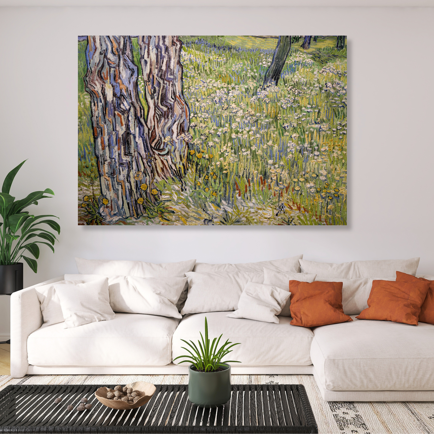 Vincent Van Gogh - Flowering Meadow with Trees and Dandelions Wall Art Canvas Print
