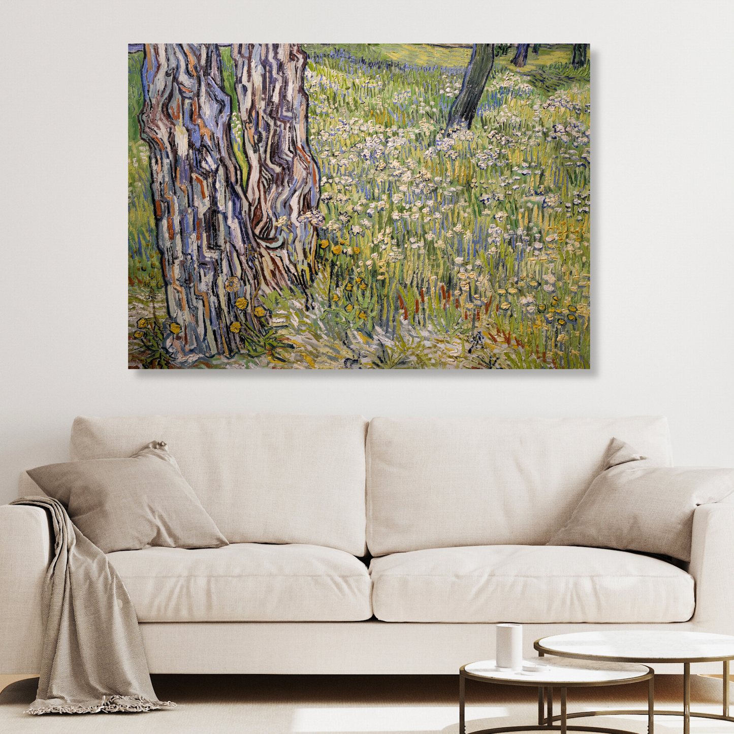 Vincent Van Gogh - Flowering Meadow with Trees and Dandelions Wall Art Canvas Print