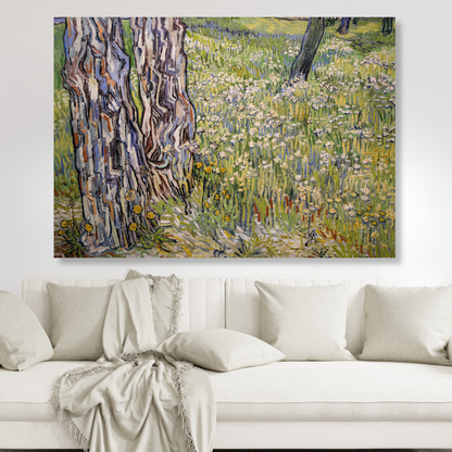 Vincent Van Gogh - Flowering Meadow with Trees and Dandelions Wall Art Canvas Print