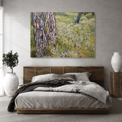 Vincent Van Gogh - Flowering Meadow with Trees and Dandelions Wall Art Canvas Print
