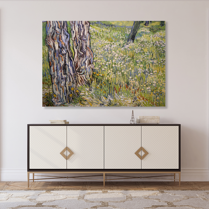 Vincent Van Gogh - Flowering Meadow with Trees and Dandelions Wall Art Canvas Print