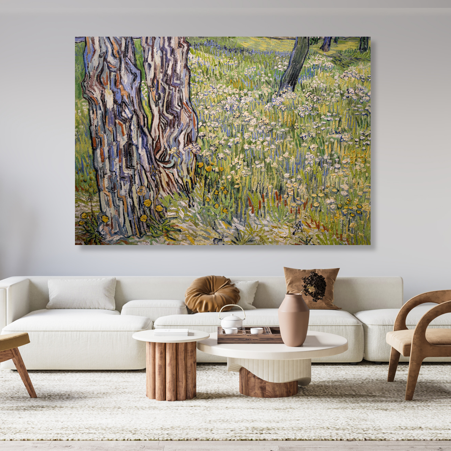 Vincent Van Gogh - Flowering Meadow with Trees and Dandelions Wall Art Canvas Print