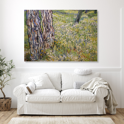 Vincent Van Gogh - Flowering Meadow with Trees and Dandelions Wall Art Canvas Print