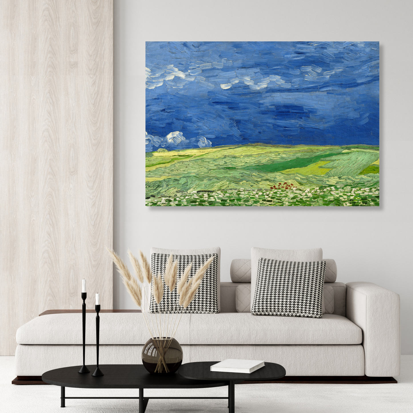 Vincent Van Gogh - Wheatfield Under Thunderclouds Wall Art Canvas Print