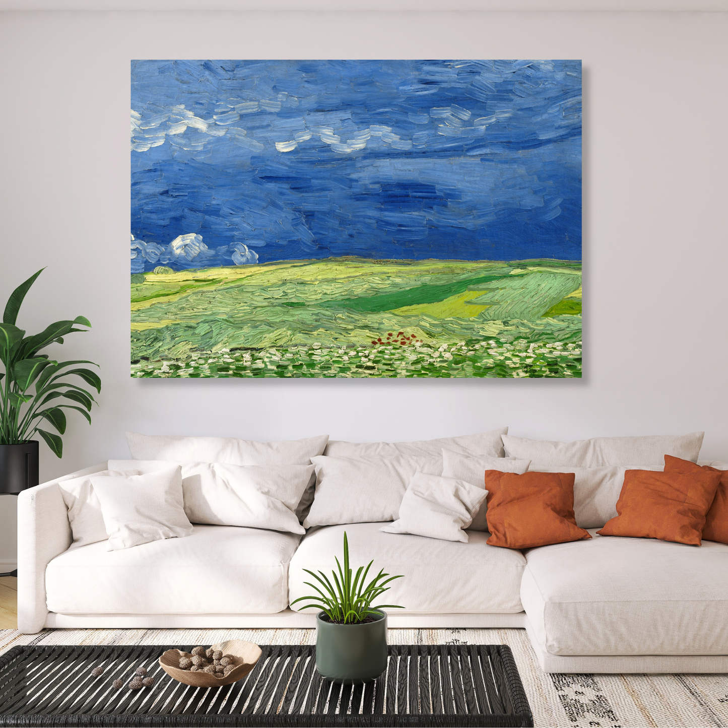 Vincent Van Gogh - Wheatfield Under Thunderclouds Wall Art Canvas Print