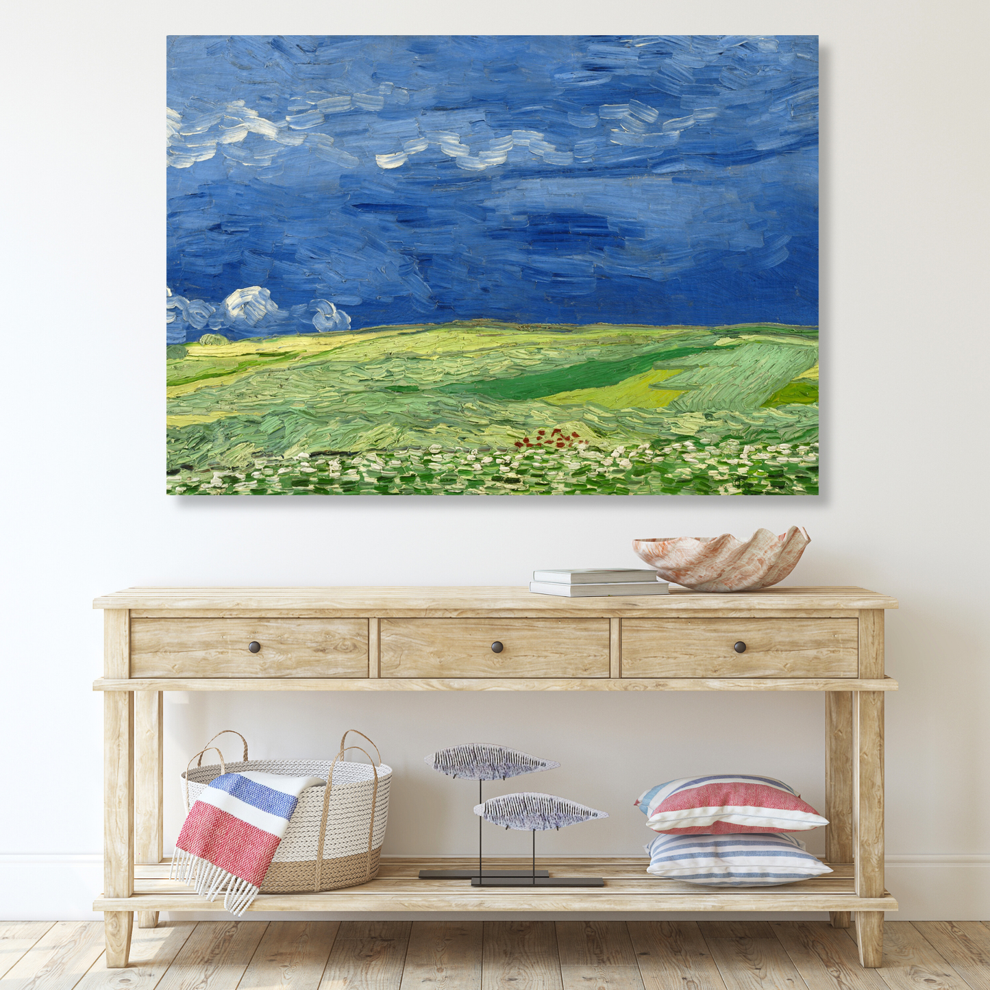 Vincent Van Gogh - Wheatfield Under Thunderclouds Wall Art Canvas Print