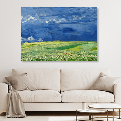 Vincent Van Gogh - Wheatfield Under Thunderclouds Wall Art Canvas Print