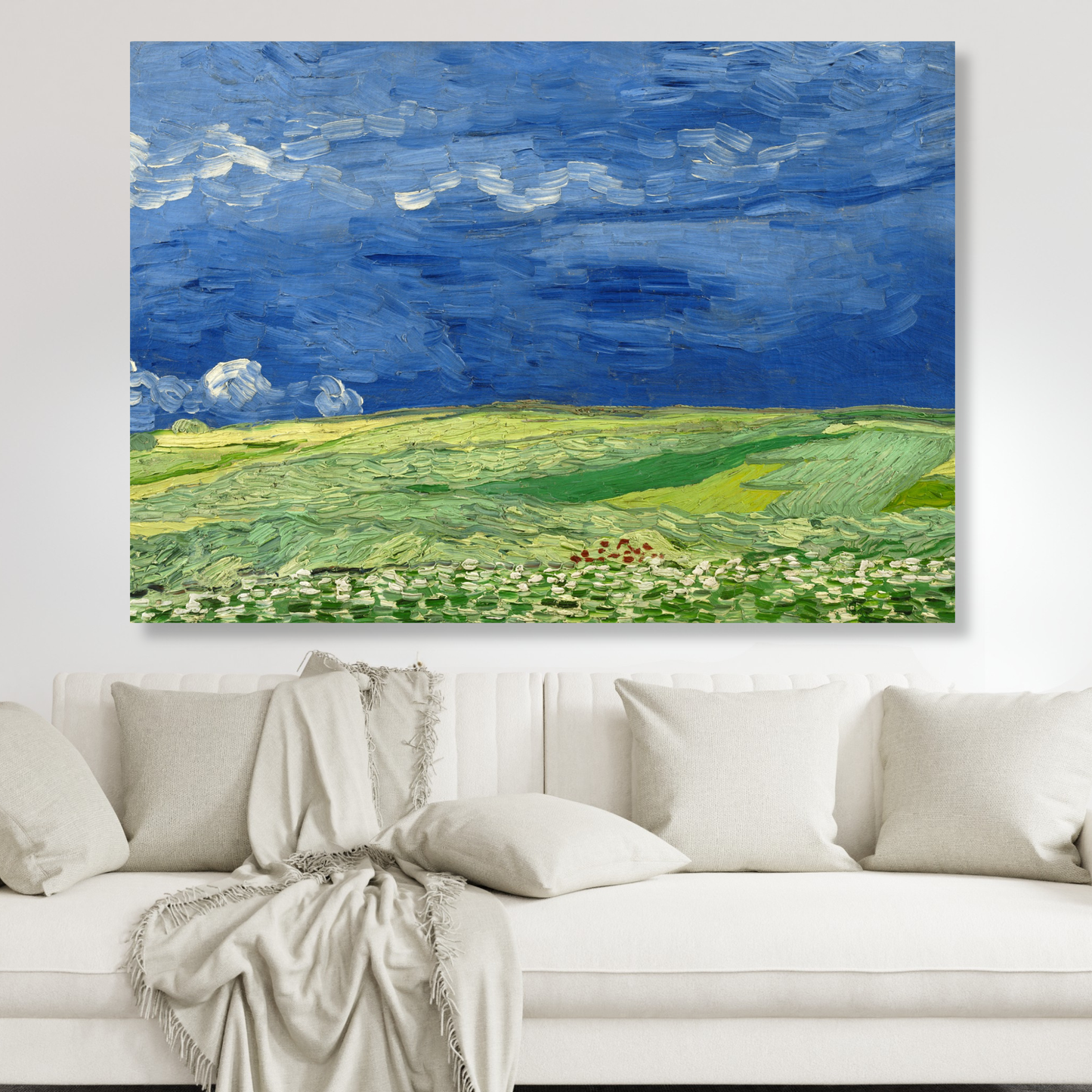 Vincent Van Gogh - Wheatfield Under Thunderclouds Wall Art Canvas Print