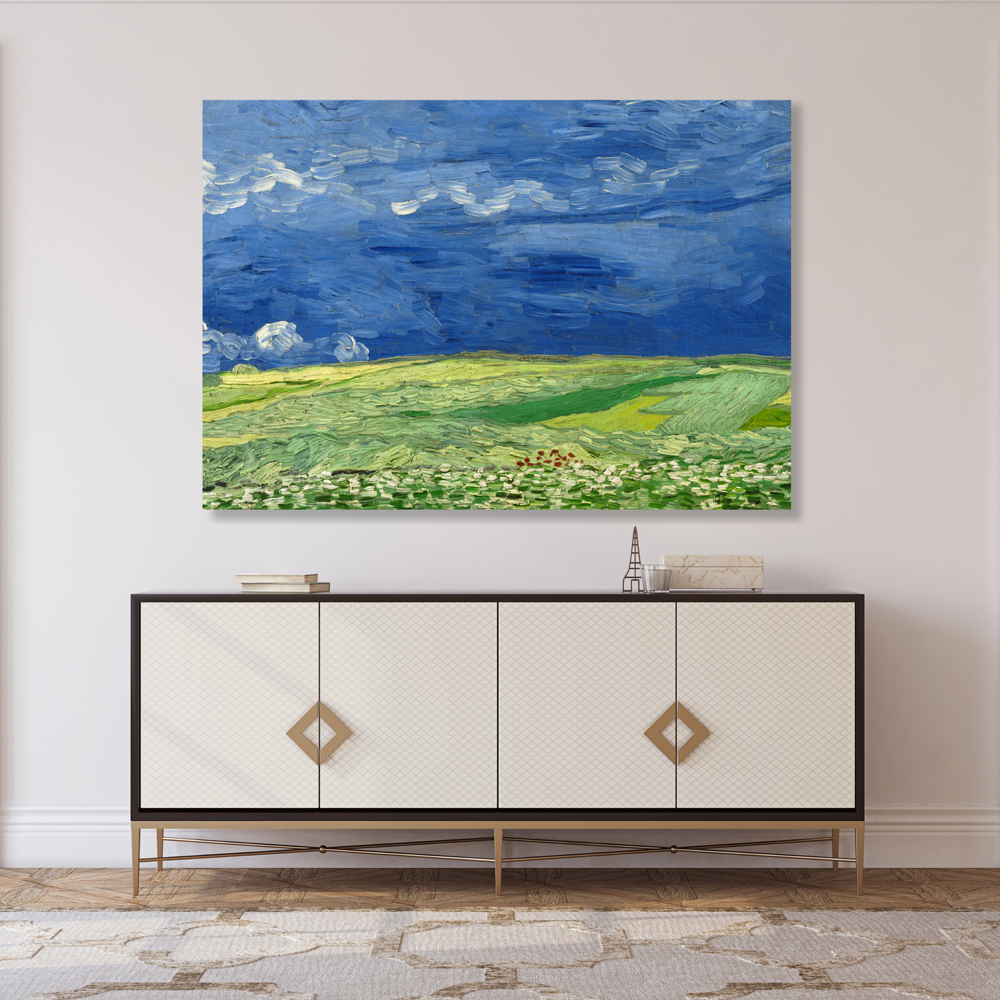 Vincent Van Gogh - Wheatfield Under Thunderclouds Wall Art Canvas Print