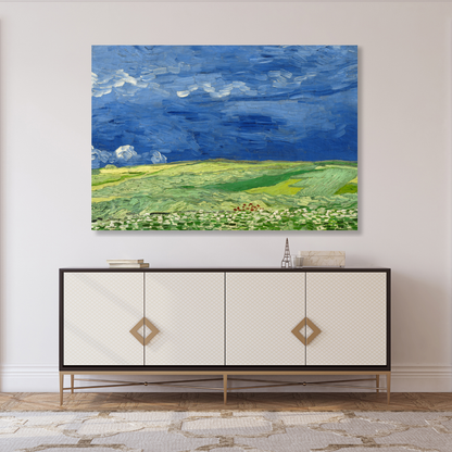 Vincent Van Gogh - Wheatfield Under Thunderclouds Wall Art Canvas Print