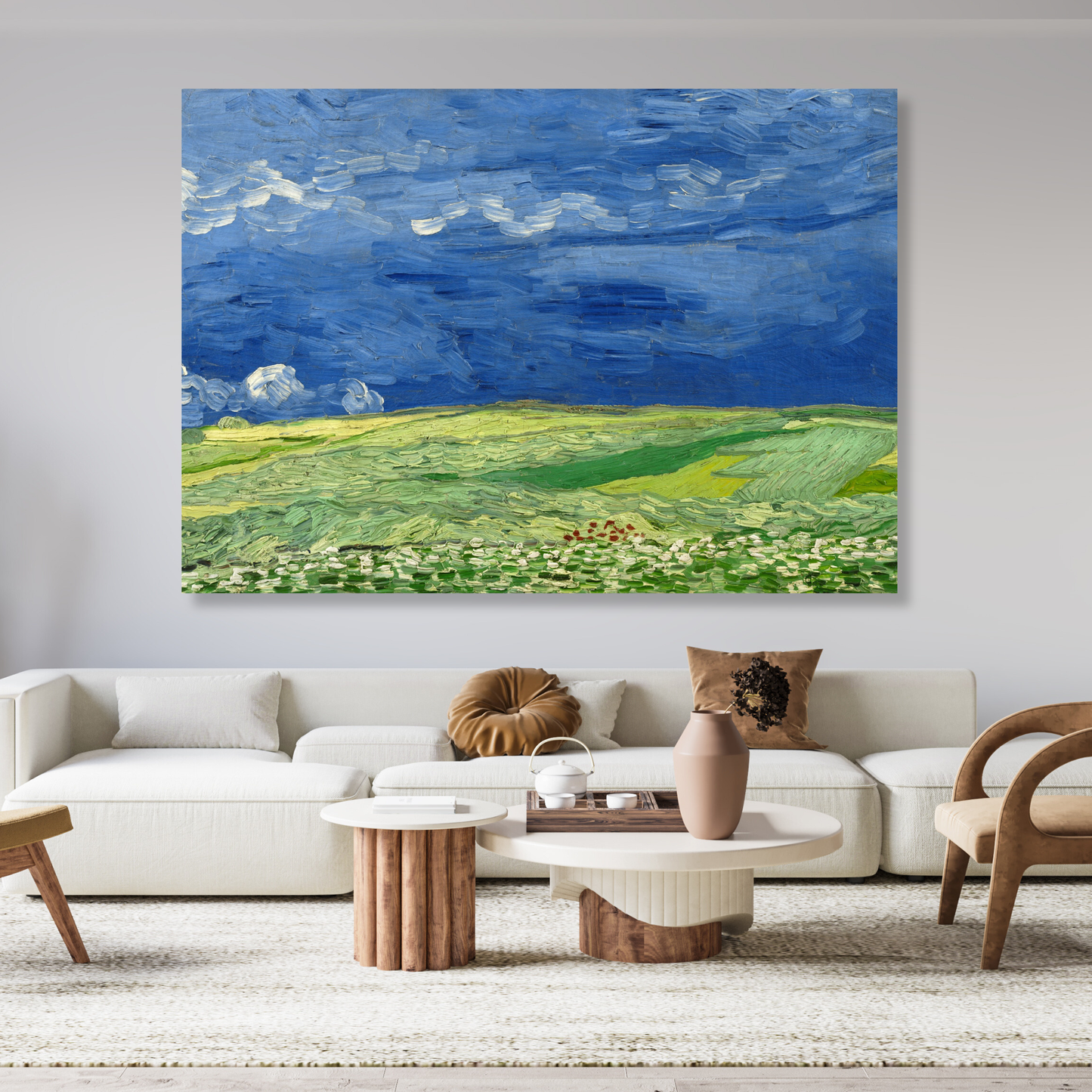 Vincent Van Gogh - Wheatfield Under Thunderclouds Wall Art Canvas Print