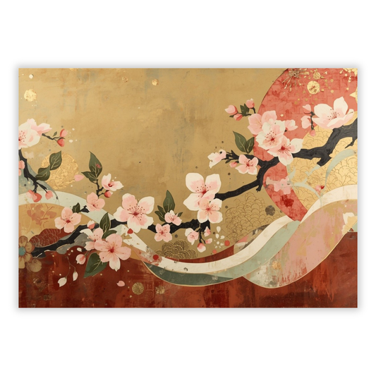 Vintage Japanese Cherry Blossom Wall Art Canvas Print