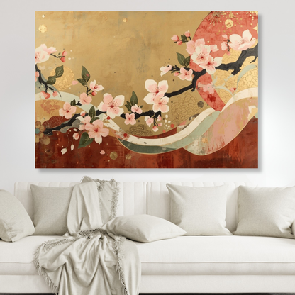 Vintage Japanese Cherry Blossom Wall Art Canvas Print