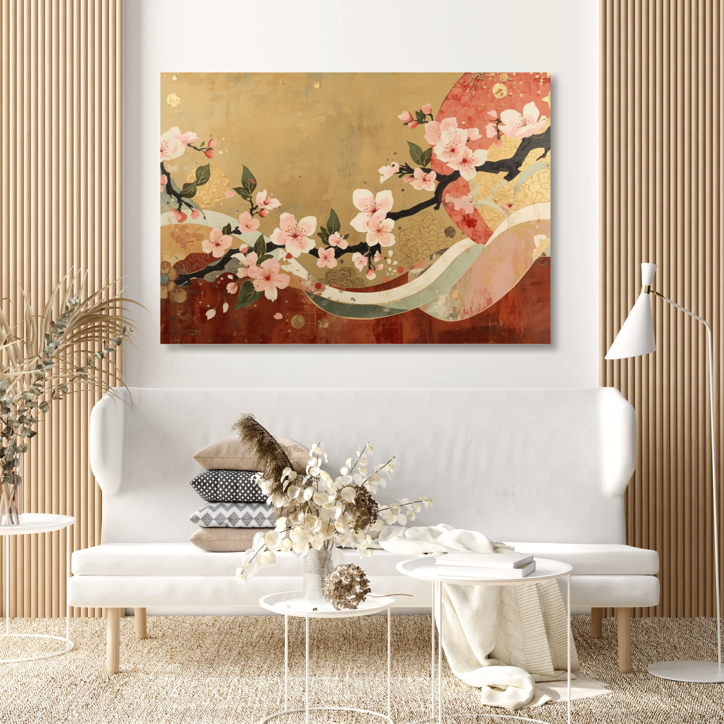 Vintage Japanese Cherry Blossom Wall Art Canvas Print