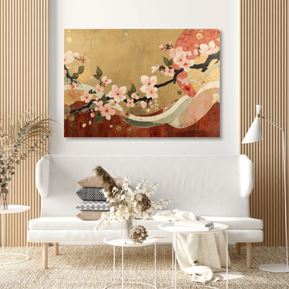 Vintage Japanese Cherry Blossom Wall Art Canvas Print